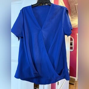 Elegant Blue Wrap Top